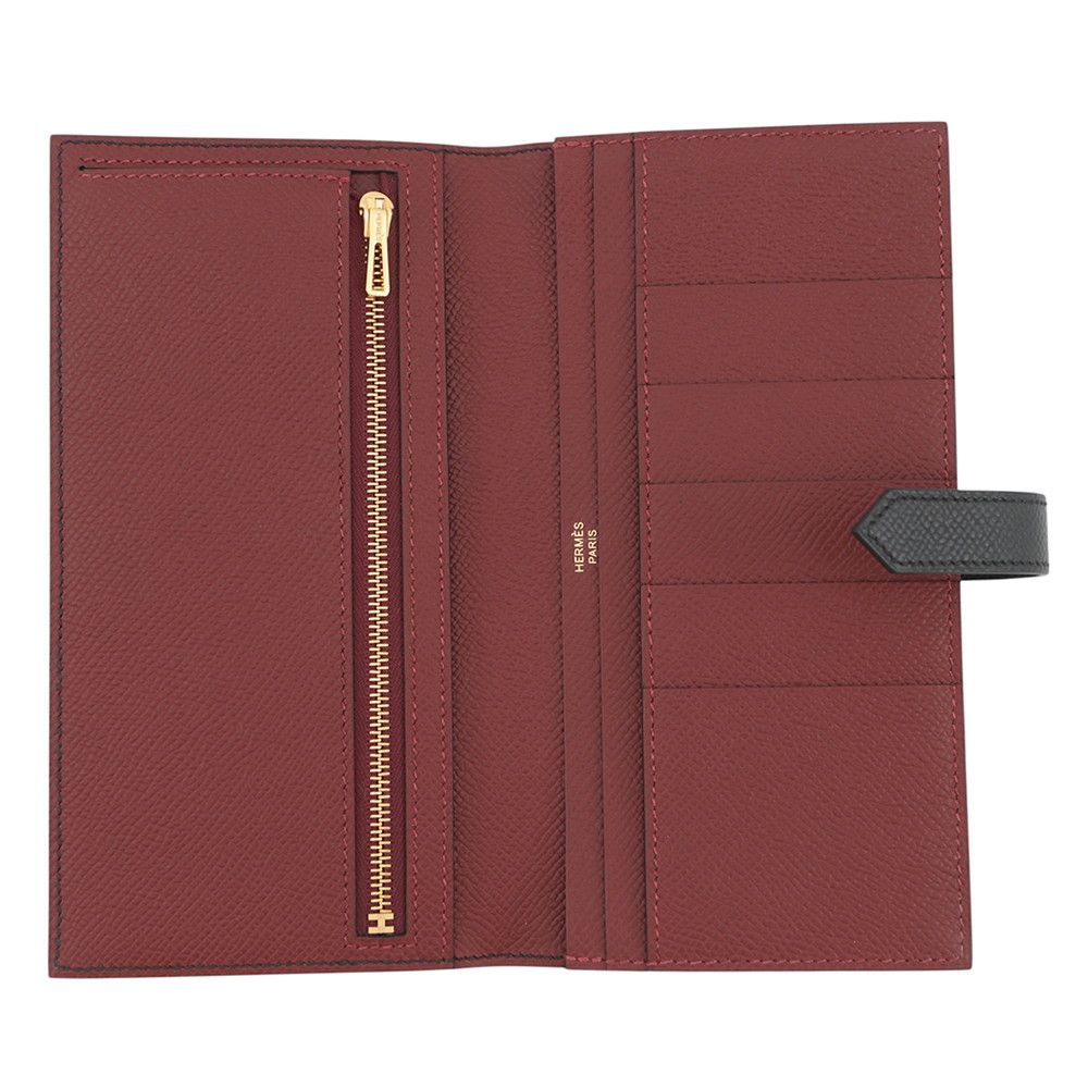 Hermes Wallet Bearn Souffle Yes Verso Black Rouge Assi Gold Epsom — view 4
