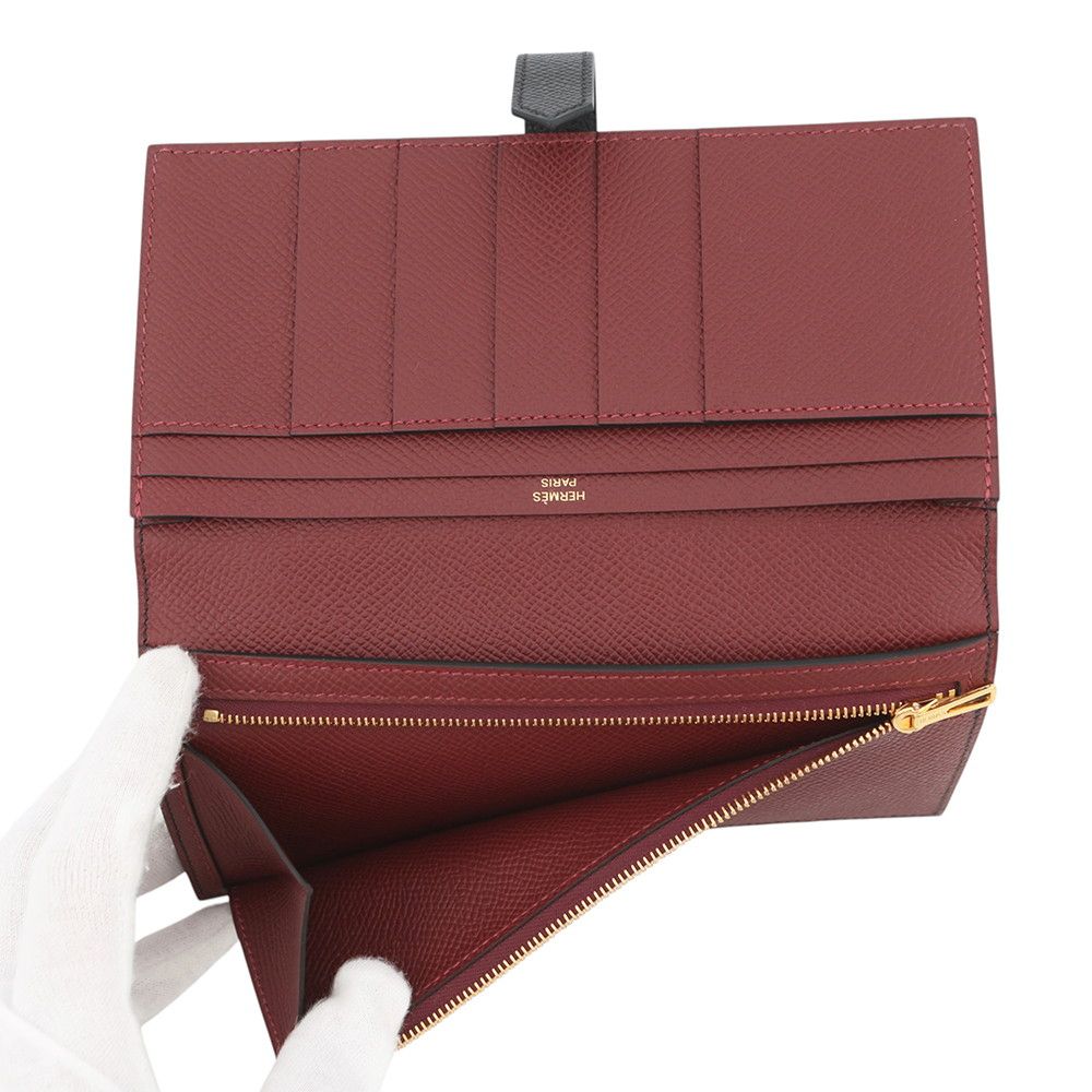 Hermes Wallet Bearn Souffle Yes Verso Black Rouge Assi Gold Epsom — view 6