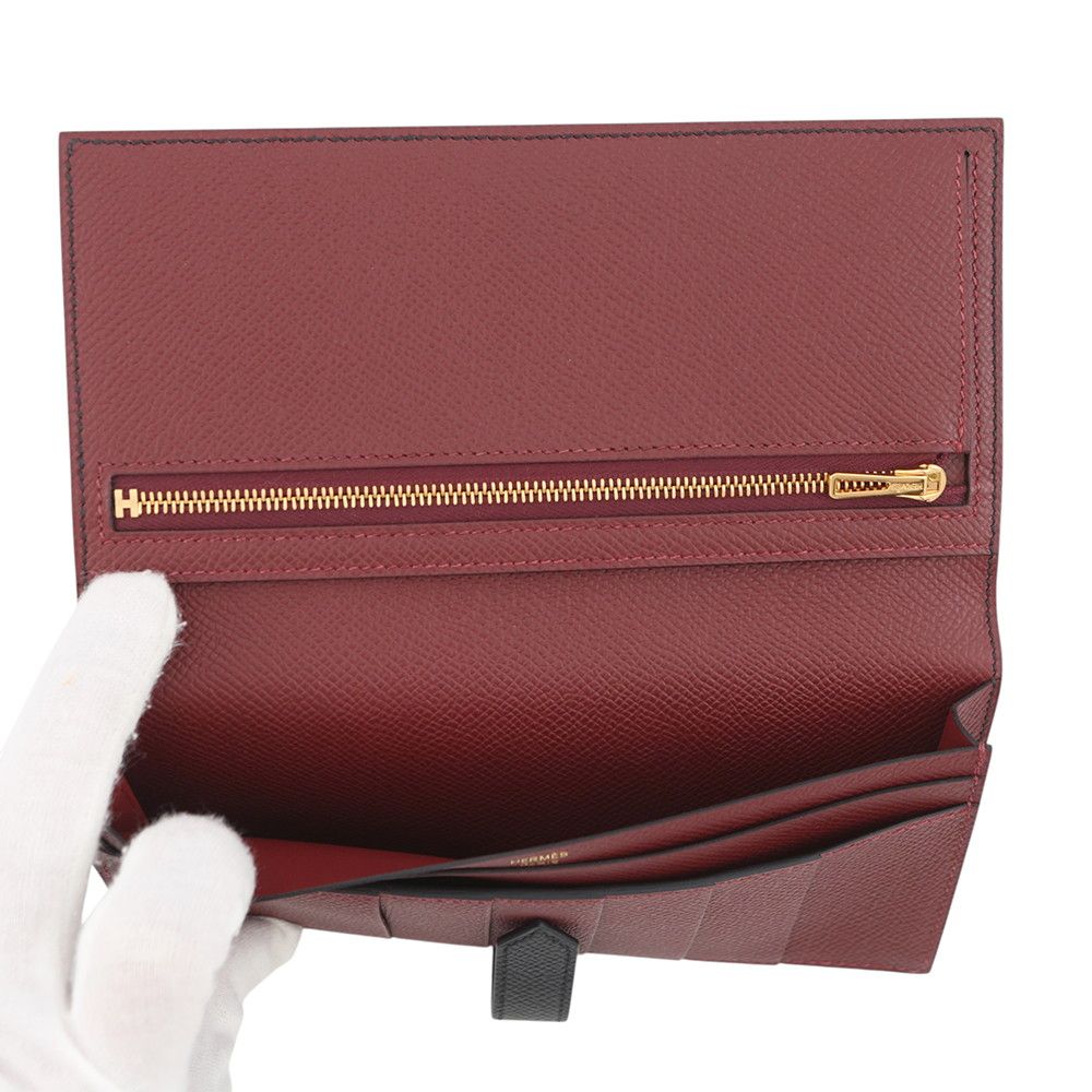 Hermes Wallet Bearn Souffle Yes Verso Black Rouge Assi Gold Epsom — view 5