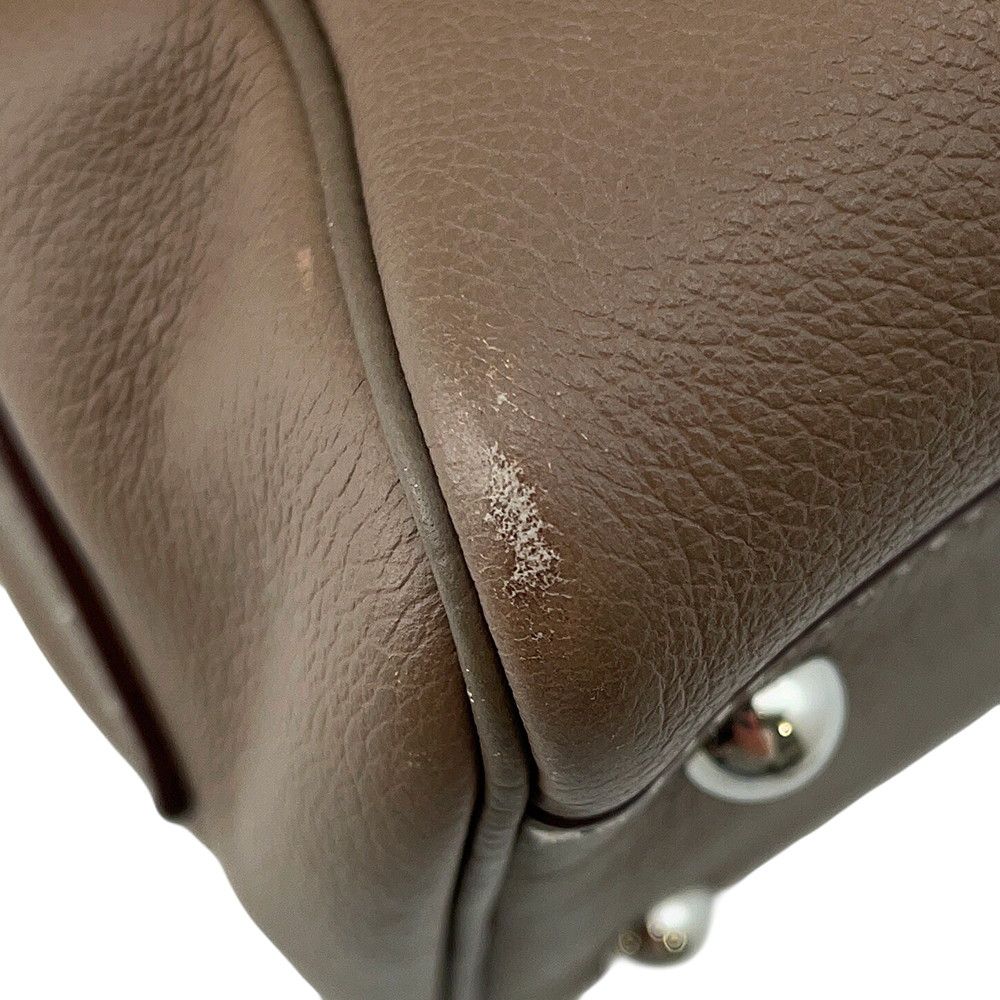 Hermes Shoulder Bag Petit Courier Etoupe Silver Eba Color Taurillon Clemence — view 6