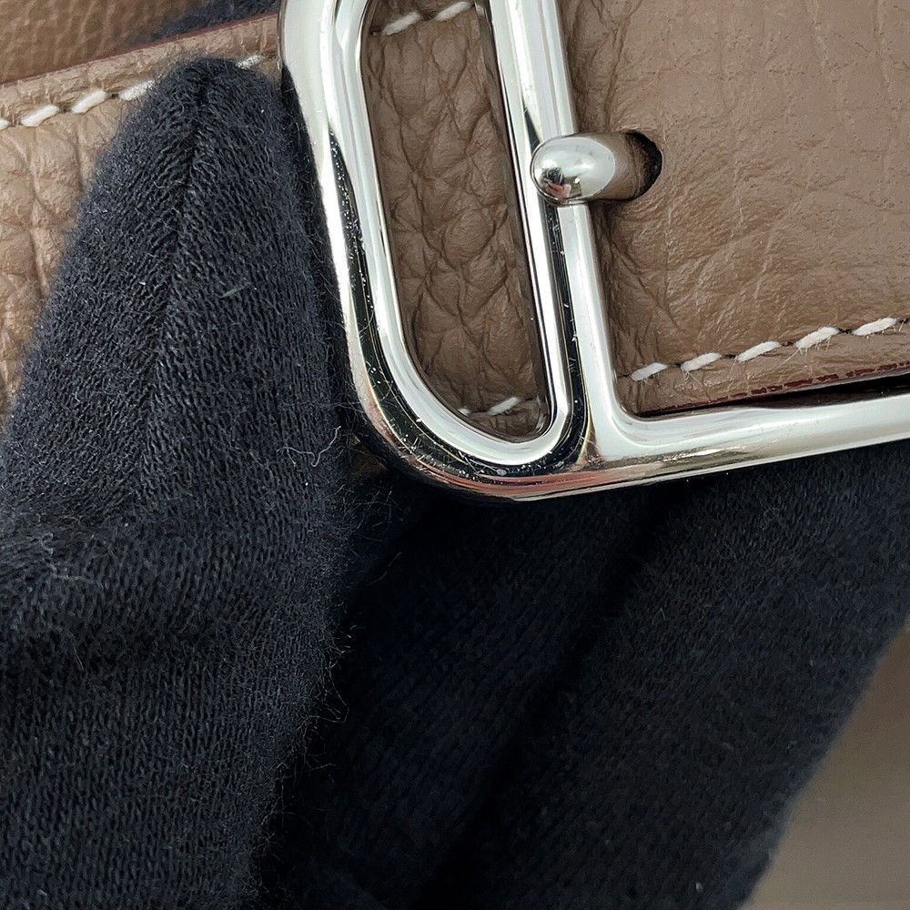 Hermes Shoulder Bag Petit Courier Etoupe Silver Eba Color Taurillon Clemence — view 9