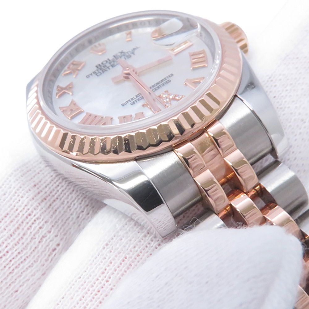 Rolex Datejust SS 18k Pink Gold Watch White Shell Dial VI Diamond — view 4