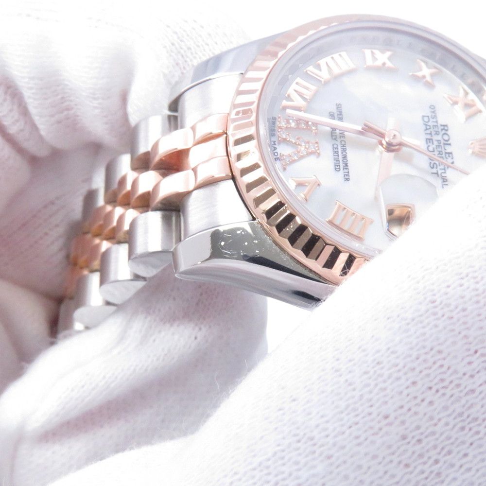 Rolex Datejust SS 18k Pink Gold Watch White Shell Dial VI Diamond — view 5