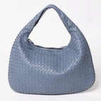 Bottega Veneta Intrecciato Hobo Handbag Blue Gray Black Metal Lambskin