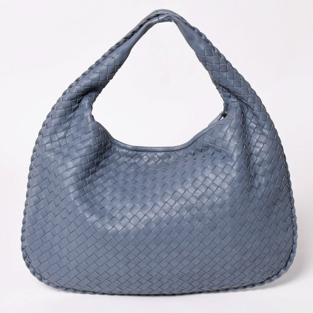 Bottega Veneta Intrecciato Hobo Handbag Blue Gray Black Metal Lambskin — view 2