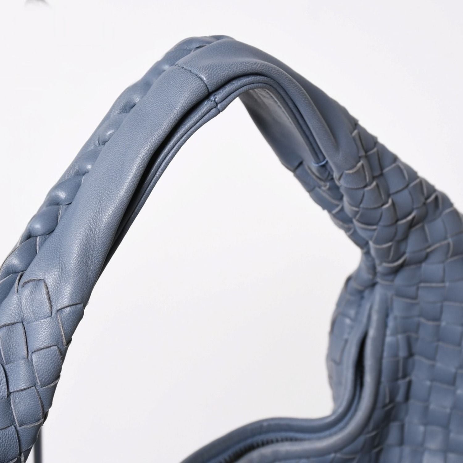 Bottega Veneta Intrecciato Hobo Handbag Blue Gray Black Metal Lambskin — view 4