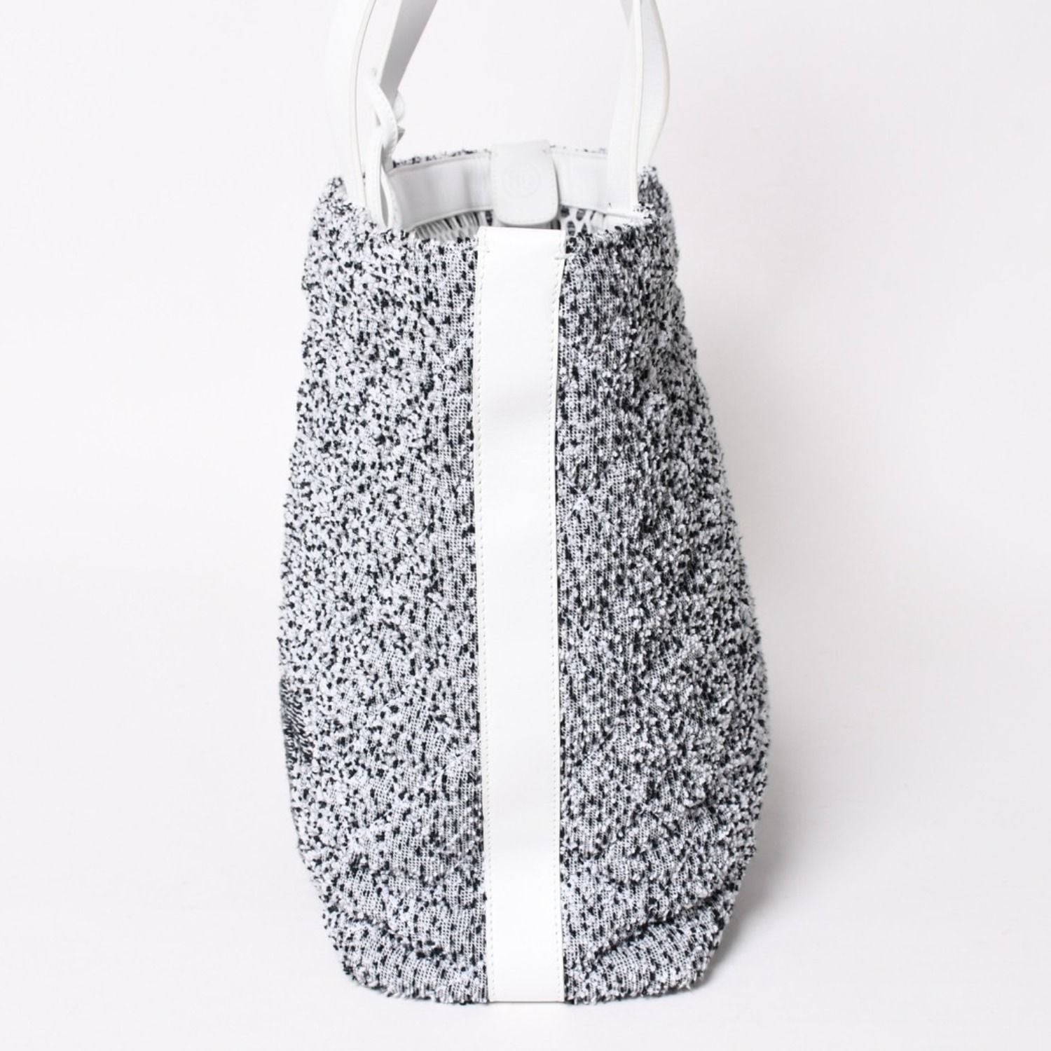 Chanel Cruise Collection Pile Beach Terry Cloth CC Logo White Gray Tote Bag — view 4