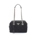 Prada Shoulder Bag Tessuto Impuntu Black Nylon Triangle Logo Quilted Chain