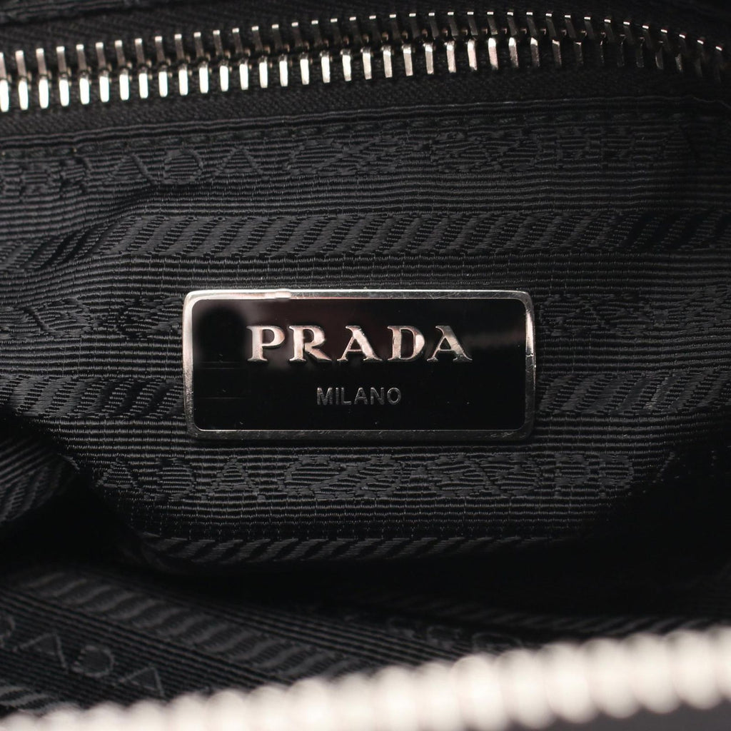 Prada Shoulder Bag Tessuto Impuntu Black Nylon Triangle Logo Quilted Chain — view 4