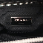 Prada Shoulder Bag Tessuto Impuntu Black Nylon Triangle Logo Quilted Chain — view 4