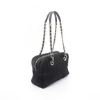 Prada Shoulder Bag Tessuto Impuntu Black Nylon Triangle Logo Quilted Chain — view 2