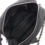 Prada Shoulder Bag Tessuto Impuntu Black Nylon Triangle Logo Quilted Chain — view 3