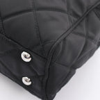 Prada Shoulder Bag Tessuto Impuntu Black Nylon Triangle Logo Quilted Chain — view 6