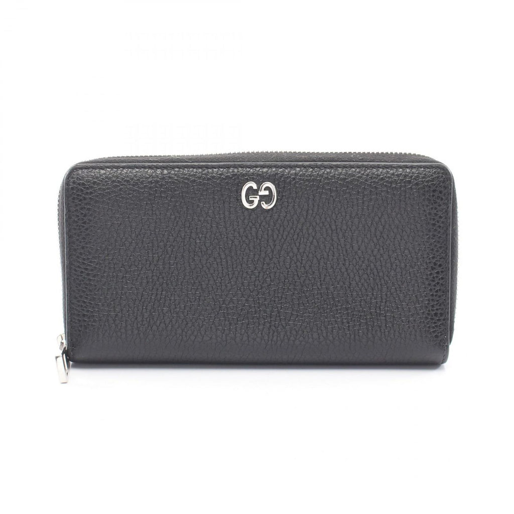 Gucci Round Wallet GG Metal Black Leather