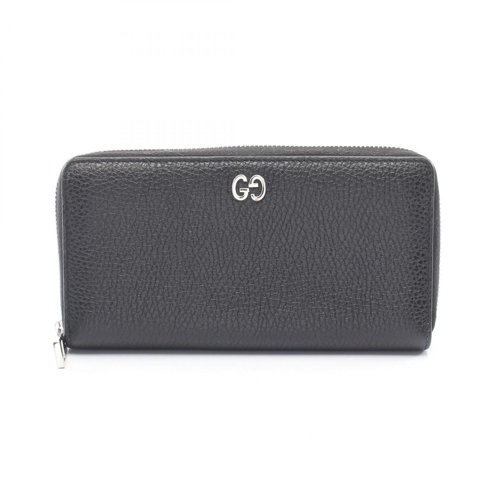 Gucci Round Wallet GG Metal Black Leather