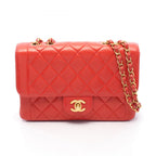Chanel Shoulder Bag Quilted Single Flap Red Lambskin Chain