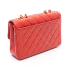 Chanel Shoulder Bag Quilted Single Flap Red Lambskin Chain — view 2