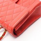 Chanel Shoulder Bag Quilted Single Flap Red Lambskin Chain — view 9