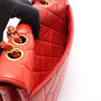 Chanel Shoulder Bag Quilted Single Flap Red Lambskin Chain — view 6