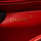 Chanel Shoulder Bag Quilted Single Flap Red Lambskin Chain — view 4