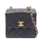 Chanel Shoulder Bag Mini Quilted Black Lambskin Mini Chain
