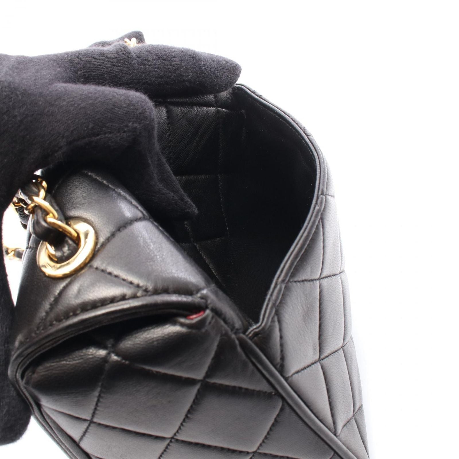 Chanel Shoulder Bag Mini Quilted Black Lambskin Mini Chain — view 6