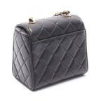 Chanel Shoulder Bag Mini Quilted Black Lambskin Mini Chain — view 2