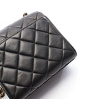 Chanel Shoulder Bag Mini Quilted Black Lambskin Mini Chain — view 7