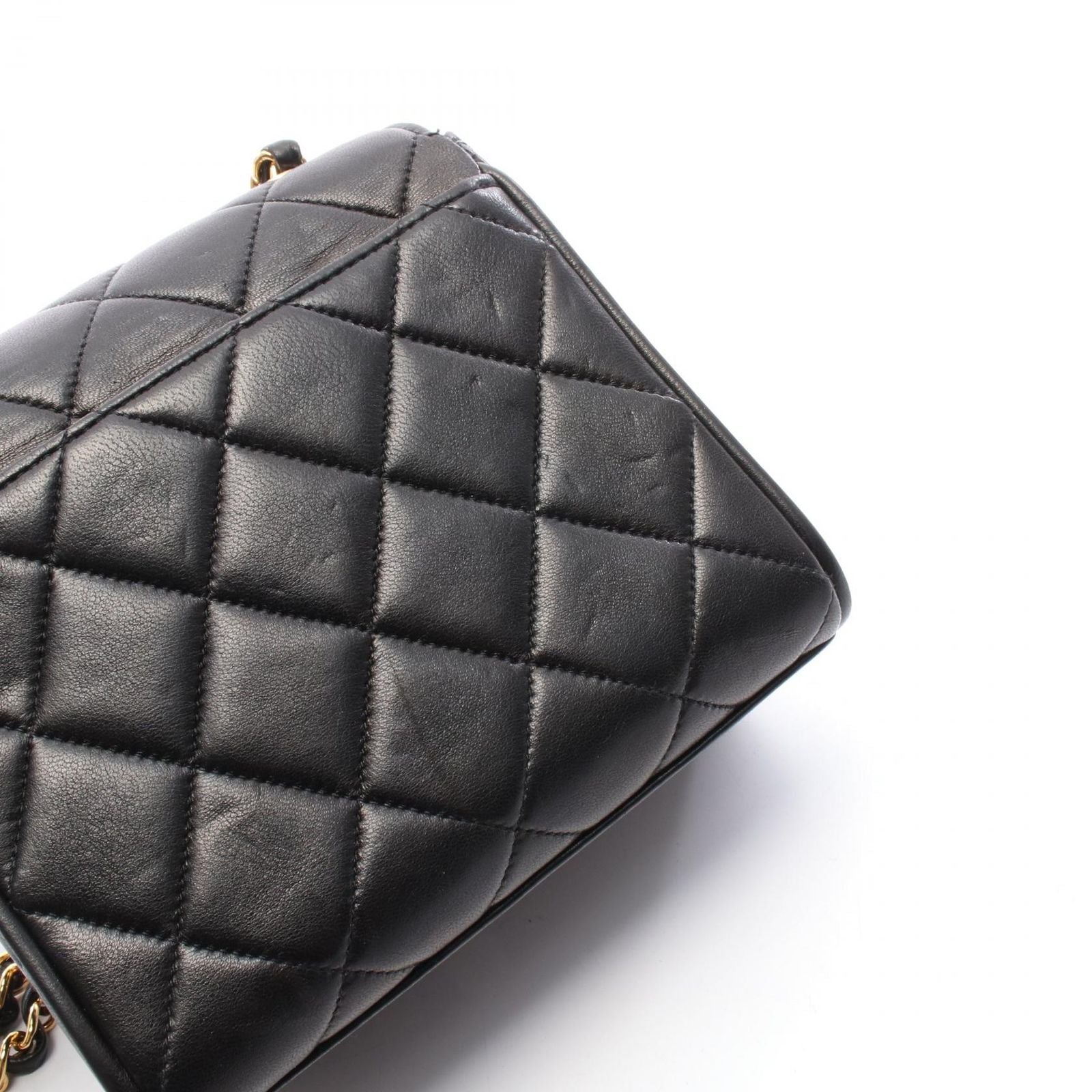 Chanel Shoulder Bag Mini Quilted Black Lambskin Mini Chain — view 7