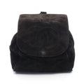 Chanel Backpack CC Logo Black Suede Leather CC Drawstring