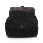 Chanel Backpack CC Logo Black Suede Leather CC Drawstring