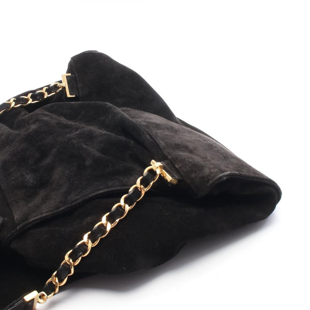 Chanel Backpack CC Logo Black Suede Leather CC Drawstring — view 8