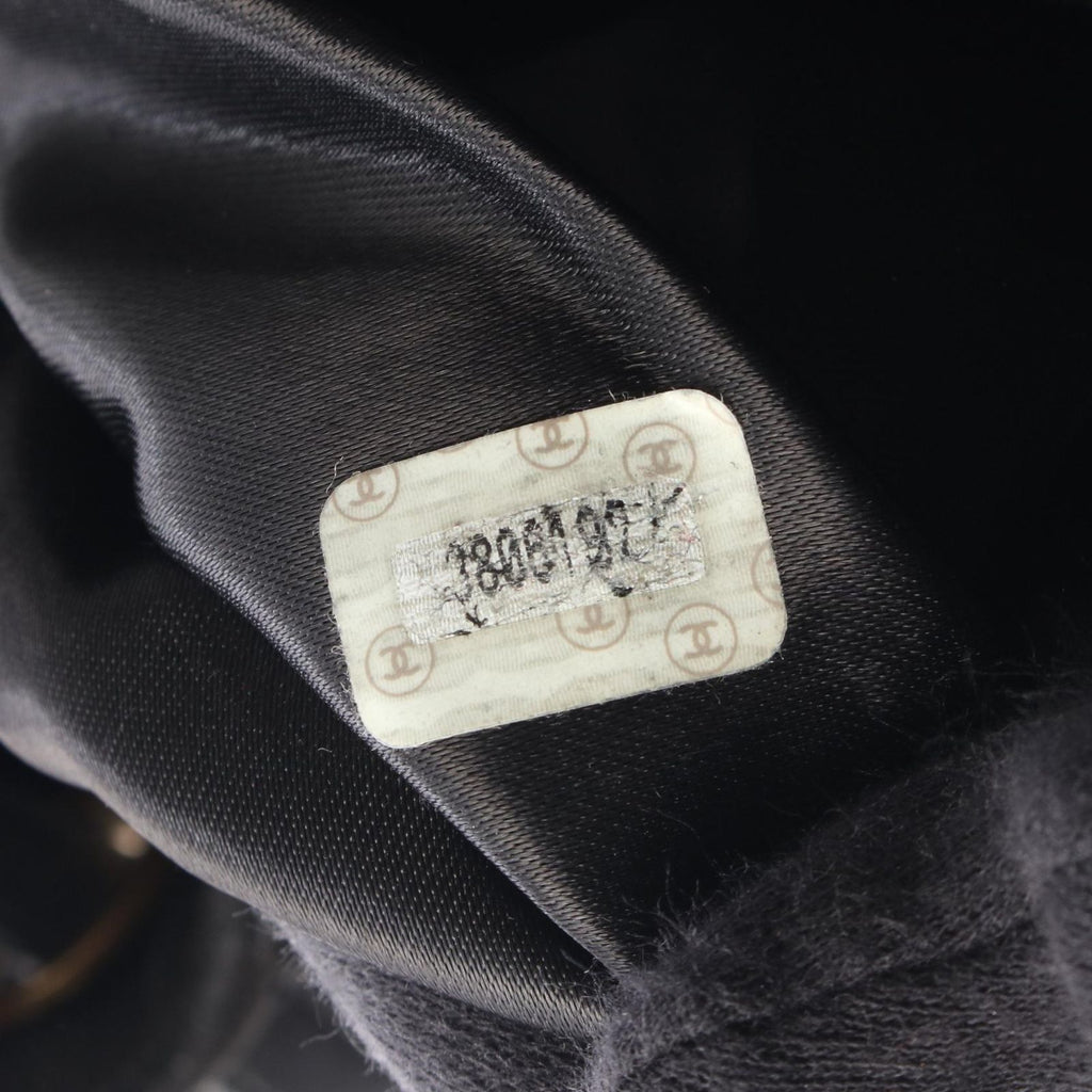 Chanel Backpack CC Logo Black Suede Leather CC Drawstring — view 5