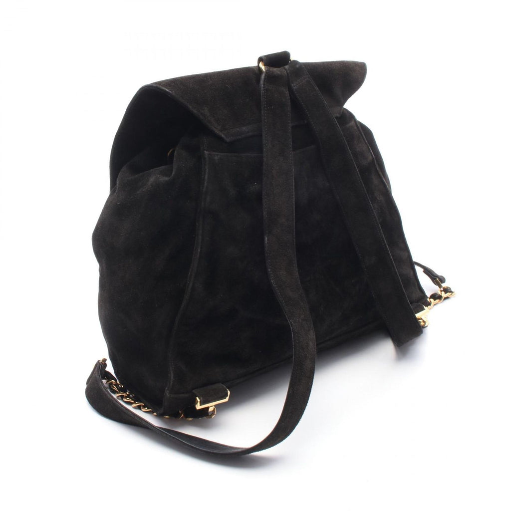 Chanel Backpack CC Logo Black Suede Leather CC Drawstring — view 2