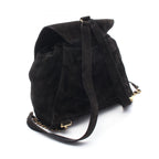 Chanel Backpack CC Logo Black Suede Leather CC Drawstring — view 2