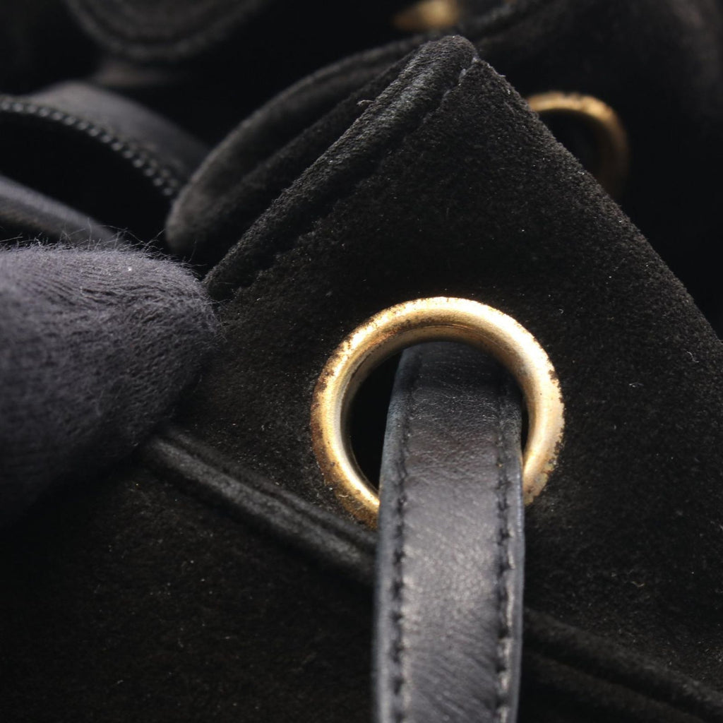 Chanel Backpack CC Logo Black Suede Leather CC Drawstring — view 6