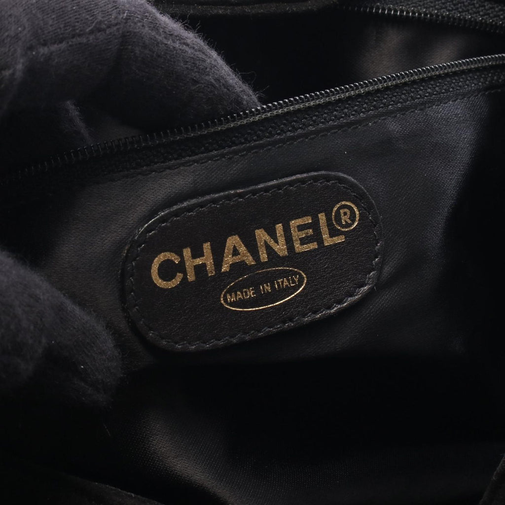 Chanel Backpack CC Logo Black Suede Leather CC Drawstring — view 4