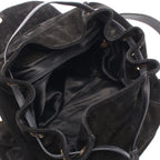 Chanel Backpack CC Logo Black Suede Leather CC Drawstring — view 3