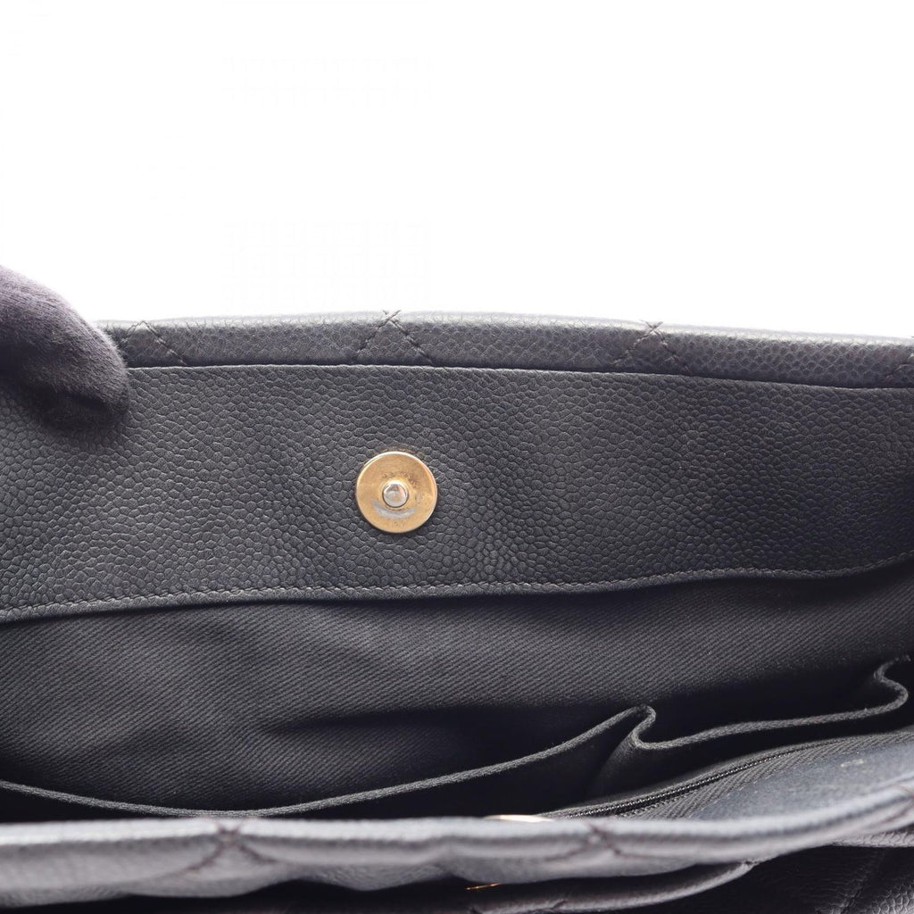 Chanel Tote Quilted Black Caviar Leather CC Logo Chain — view 9