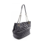 Chanel Tote Quilted Black Caviar Leather CC Logo Chain — view 2
