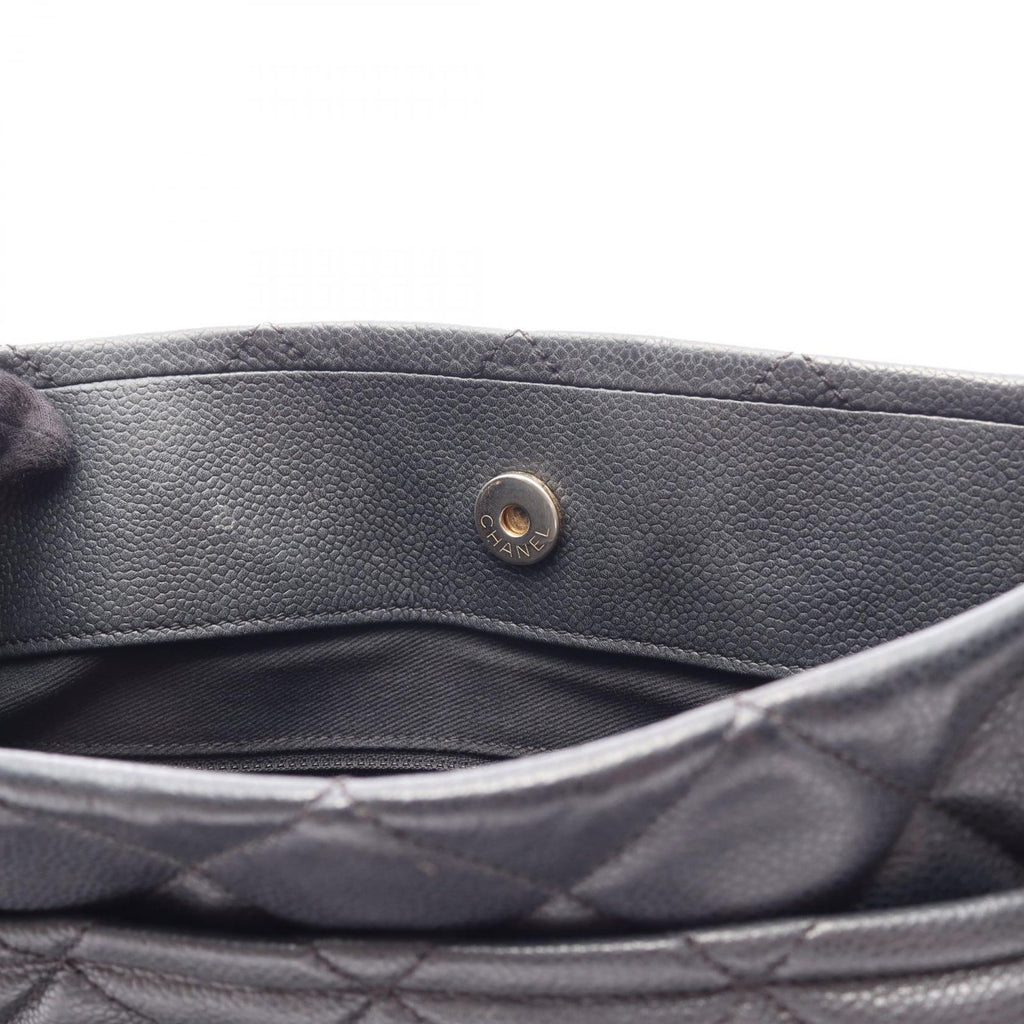 Chanel Tote Quilted Black Caviar Leather CC Logo Chain — view 8