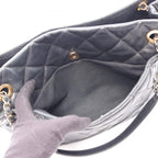 Chanel Tote Quilted Black Caviar Leather CC Logo Chain — view 5