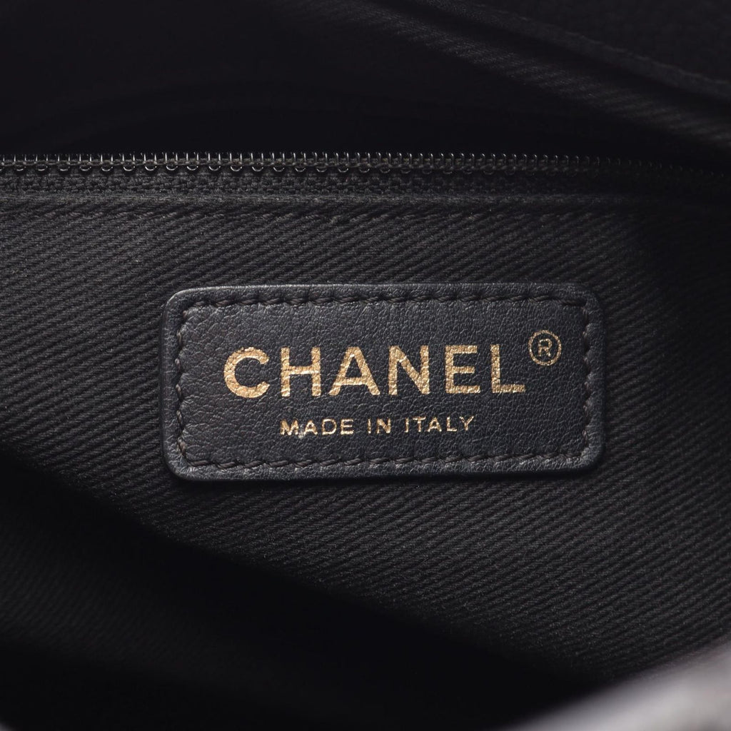 Chanel Tote Quilted Black Caviar Leather CC Logo Chain — view 6
