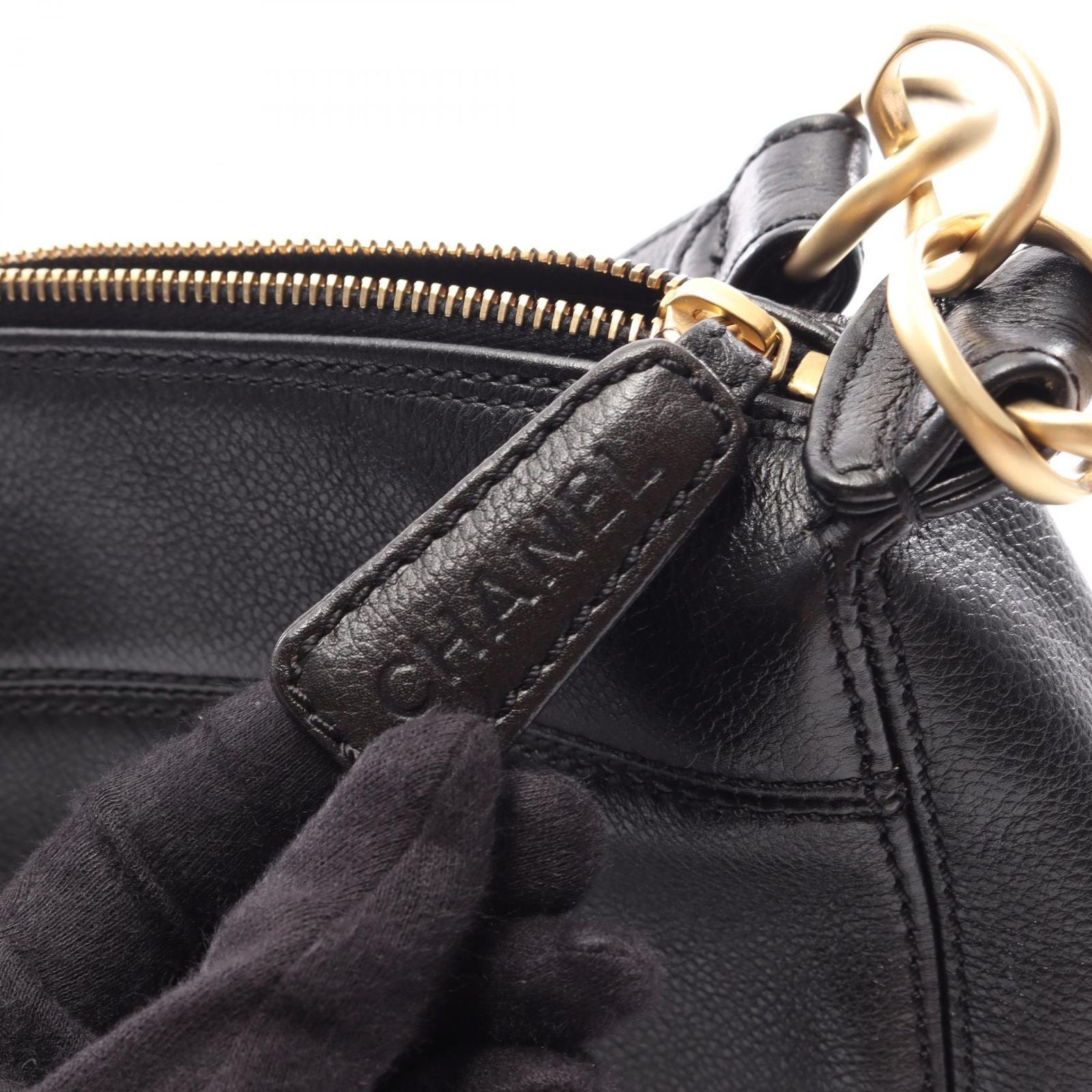 Chanel Handbag CC Logo Black Caviar Leather — view 7