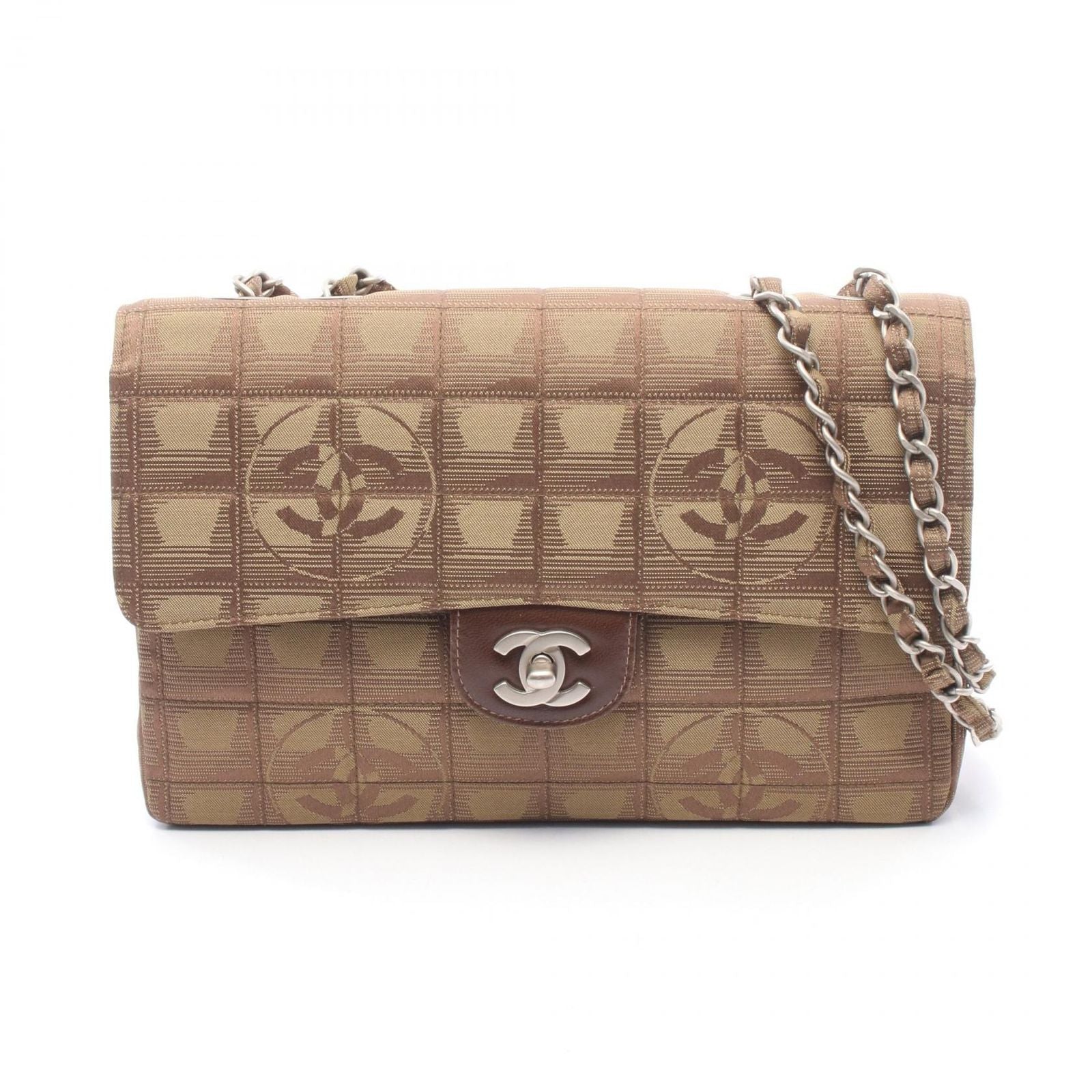Chanel Shoulder Bag New Travel Line Khaki Leather New Single Flap Chain