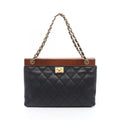 Chanel Tote Quilted Black Brown Calf Chain