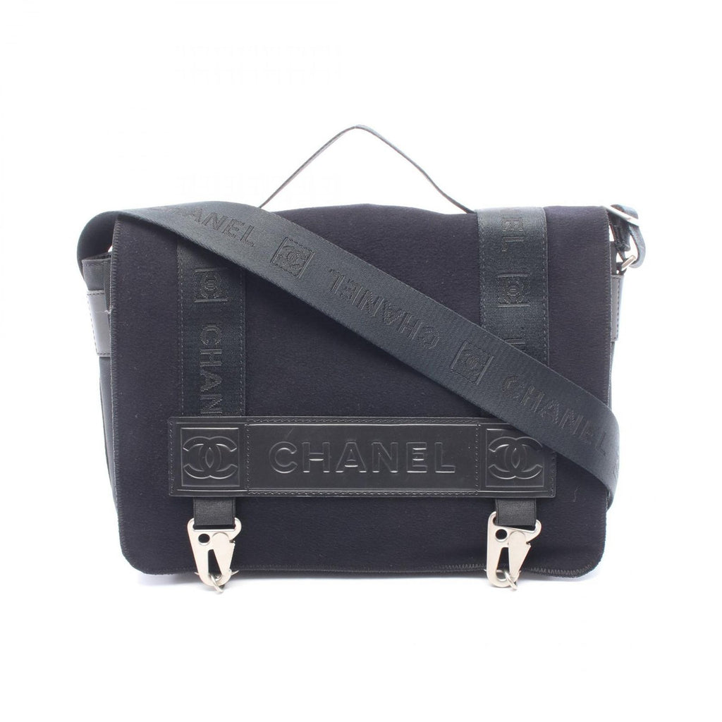 Chanel Shoulder Bag Sports Line Black Nylon Leather