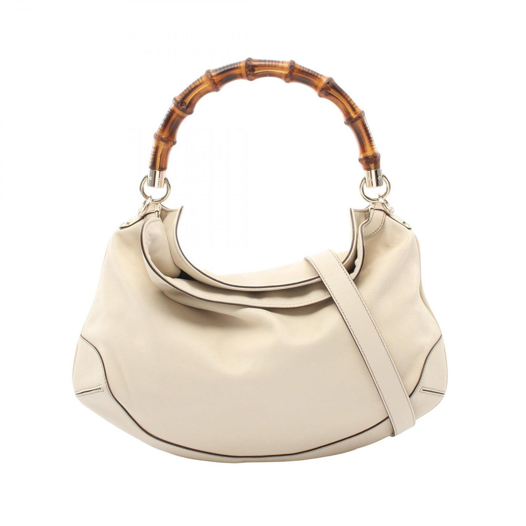 Gucci Handbag Bamboo 2-Way Ivory Leather Shoulder