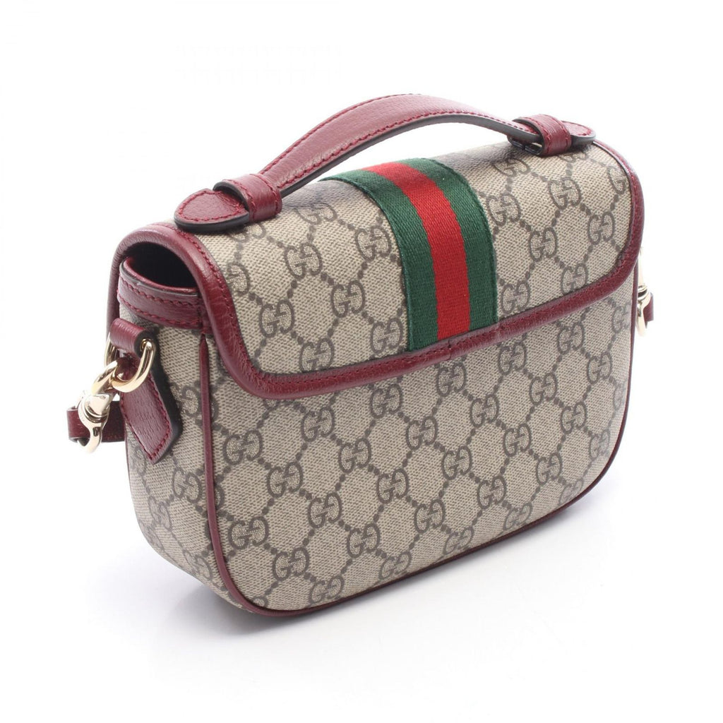 Gucci Handbag Ophidia Small Top Handle Bag 2-Way Beige Wine Red Canvas Leather — view 2