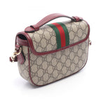 Gucci Handbag Ophidia Small Top Handle Bag 2-Way Beige Wine Red Canvas Leather — view 2